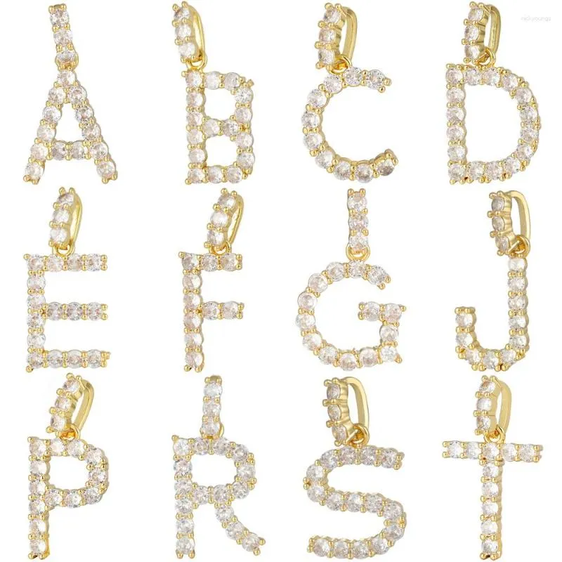 Charms Juya ręcznie robione 18K prawdziwe złoto plisowane mikro -pave cyrkon alfabet początkowy litera do majsterkowania wisząca biżuteria