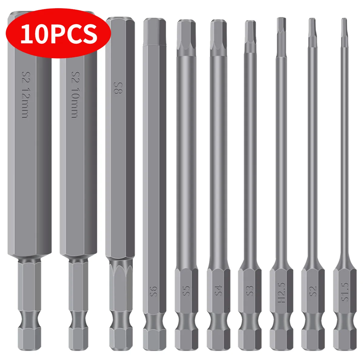 Tornavida 10 pcs hex başı allen anahtar matkap bitleri ayar 100mm çok boyutlu allen tornavida biti manyetik uç hex tuş tornavida soketi bit 230914