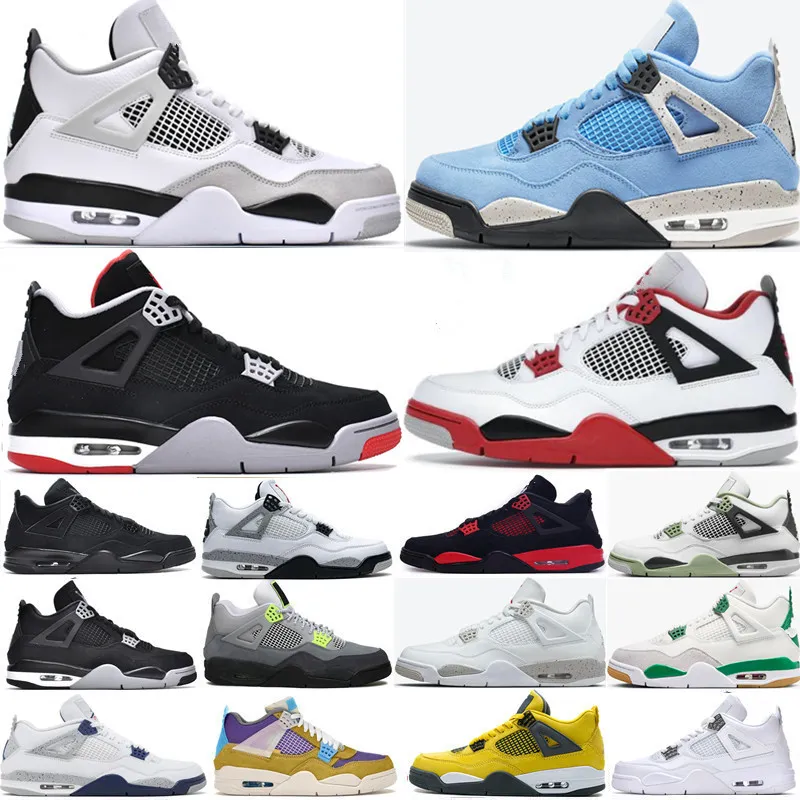 Jumpman 4S Chaussures de basket-ball Hommes Femmes Midnight Navy Militaire Blanc Rouge CementThunder Sail Black Cat Money Oreo Baskets vert Oregon