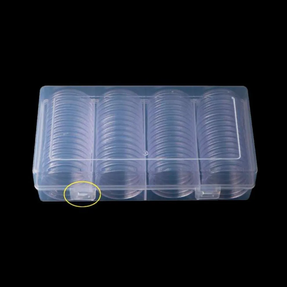 60 PCS Clear Round 41mm Direct Fit Coin Capsules Holder Display Collection Case With Storage Box For 1 Oz American Silver Eagles L2151