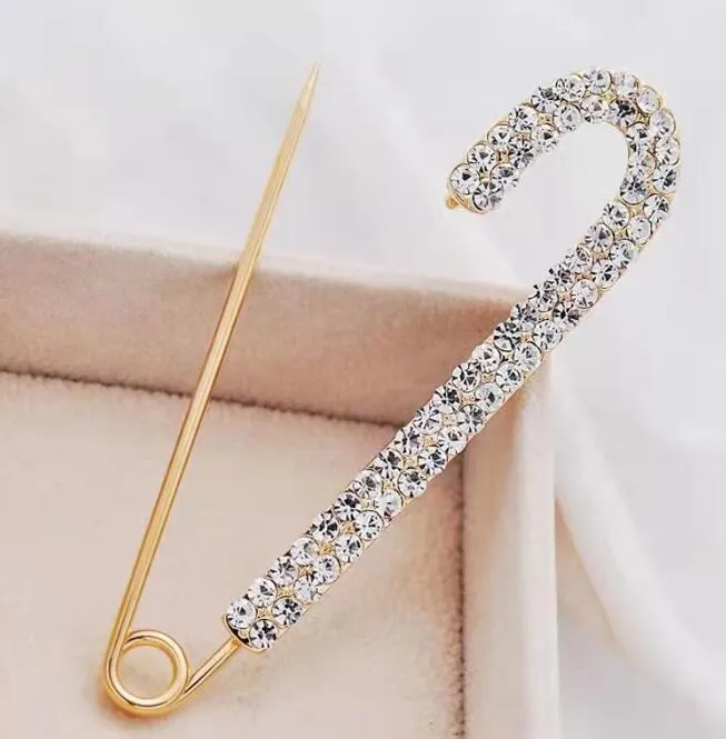 Pins Brooches Rhinestones Safety Pin Bow Large Brooch For Women Dress Sweater Gold Plating Crystals Elegant Jewelry Drop Delivery Dhzrp