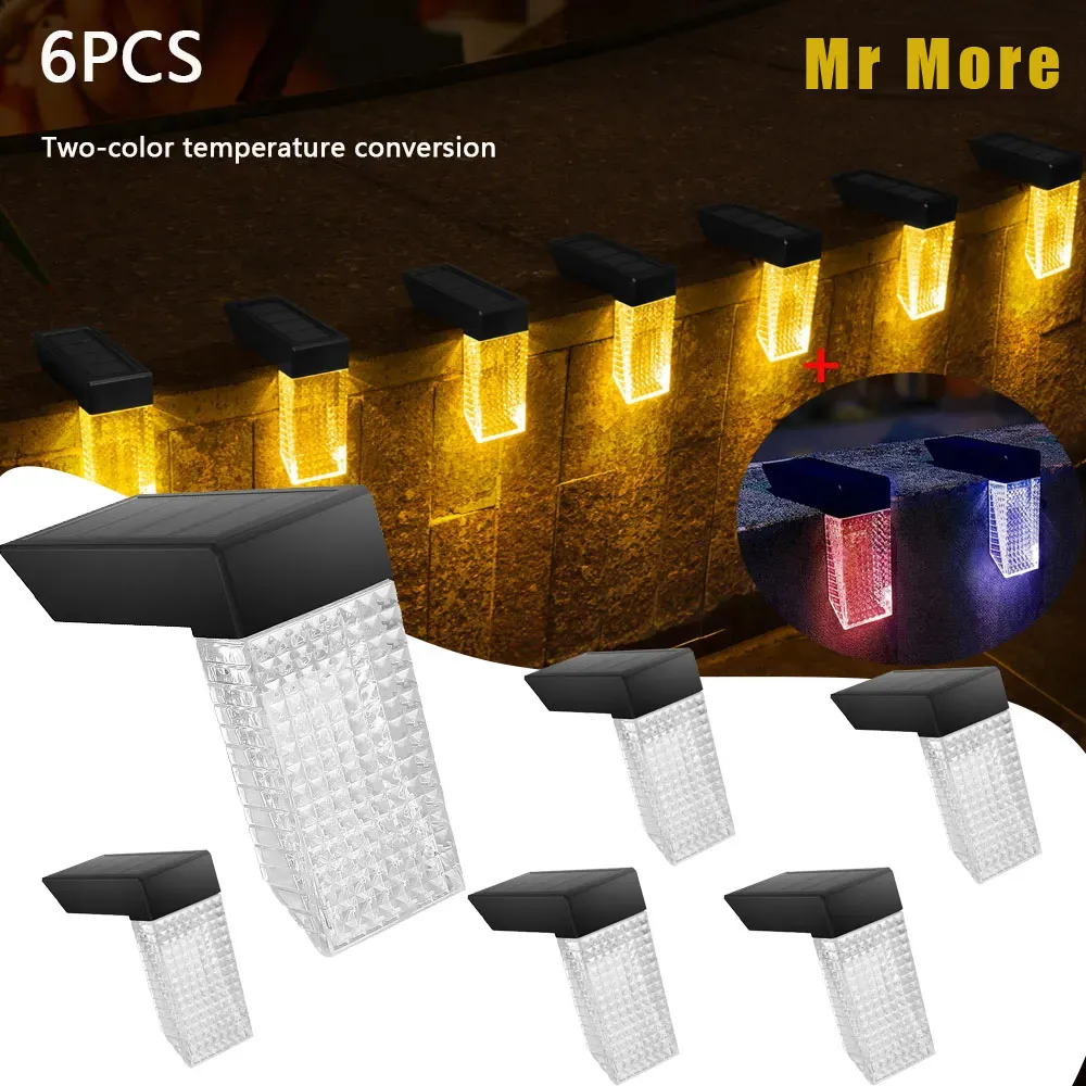 2023 Lumières de terrasse solaires Clôture Étape Lumière Extérieure LED Lumières 7 Couleur Éclairage Chemin Escalier Allée Lumière Décor de Jardin Paysage Shine Lampes