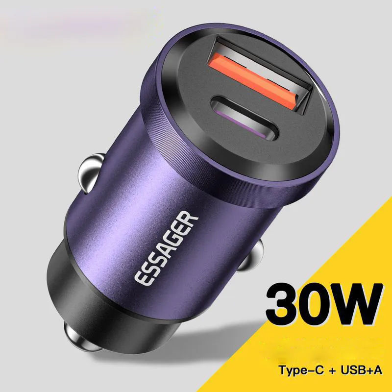 Billaddare Adapter Fast Charging PD30W/45W MINI för USB -bilfastladdning