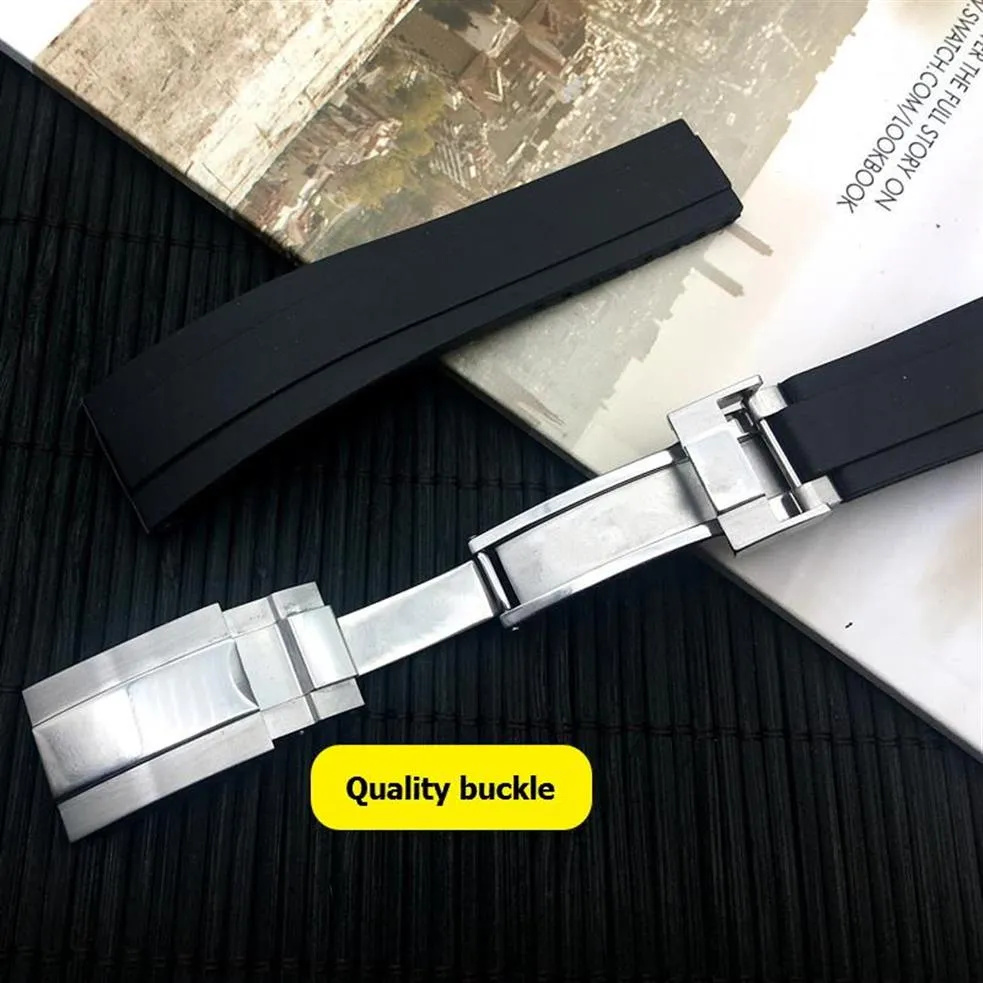 Cinturino per orologio in gomma siliconica nera naturale da 20 mm per braccialetto GMT OYSTERFLEX di ruolo260a