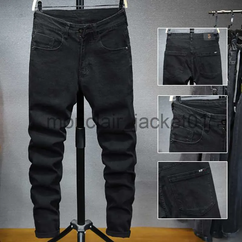 Plus Size Slim Fit Long Black Denim Jeans Pants With Tapered Leg