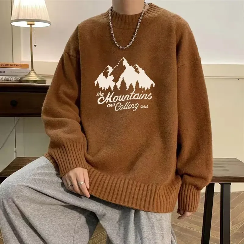 Męskie swetry High Street Graphic Print Knited Sweter dla mężczyzn Hip Hop List Pullover Femme Autumn Casual Y2K Vintage Knitwears 230914