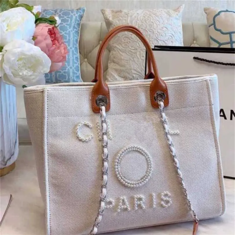 Klasik Kadınlar Lüks El Tuval Beach Bag Tote Çanta Büyük Sırt Çantaları Kapasite Küçük Zincir Paketleri Büyük Crossbody 5KTC NY5P H90