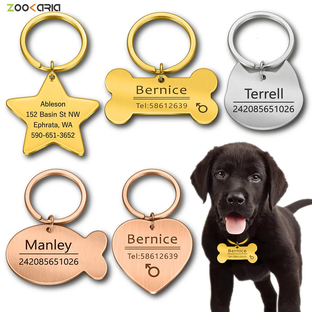 Halsbanden Hondenriem Gepersonaliseerde Kat Huisdier ID Tag Sleutelhanger Gegraveerde naam voor Puppy Kraag Hanger Sleutelhanger Bone Accessoires 230915