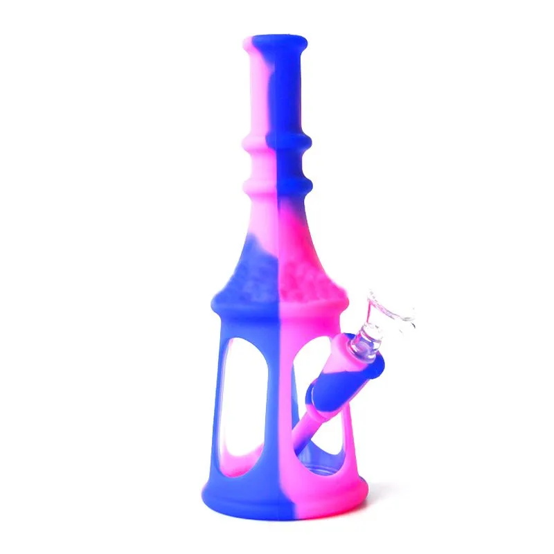 Hookah Printing 8inch Pogoda silicone water pipe glass bong mini bongs