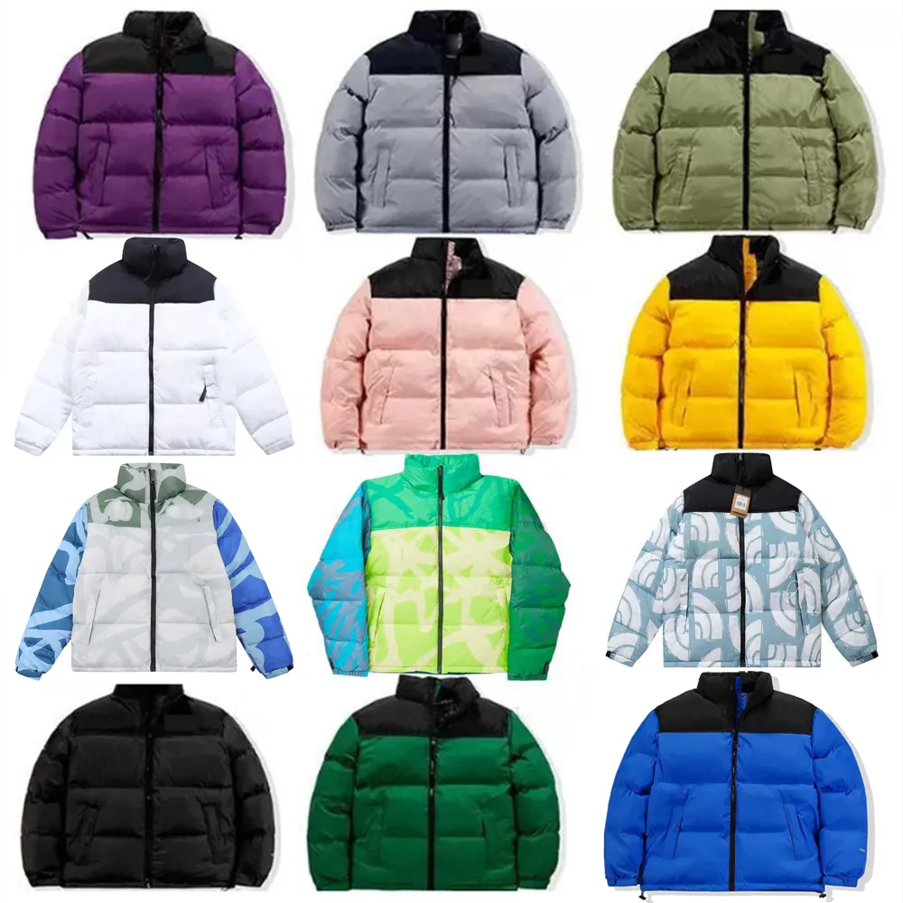мужская куртка северные дизайнерские куртки лицо 1996 пуховик теплая толстая хлебная одежда для мужчин и женщин зимой Сшитое двухцветное пальто с вышивкой совместного бренда