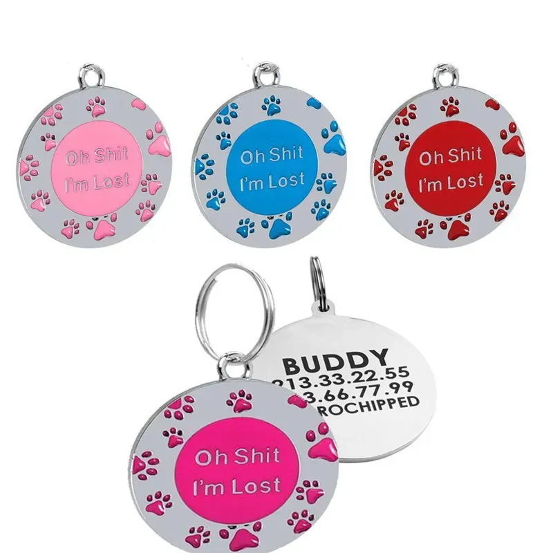 Anti-lost Puppy Dog ID Tag Personalized Dogs Cats Name Tags Collars Necklaces Engraved Pet Nameplate Accessories