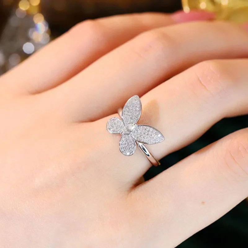 Creatieve Leaf Petal Ring Vrouwelijke Koreaanse Temperament Luxe Volledige Set Zirconia Opening Ring Party Verjaardag Sieraden Cadeau