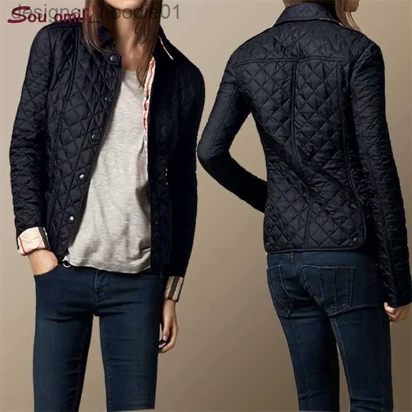 Women's Down Parkas Quilted Cottonpadded Jacket Women Black Lozenge Winter Jacket Plus size Coat femininas chaqueta Pockets Outerwear T200212 L230915