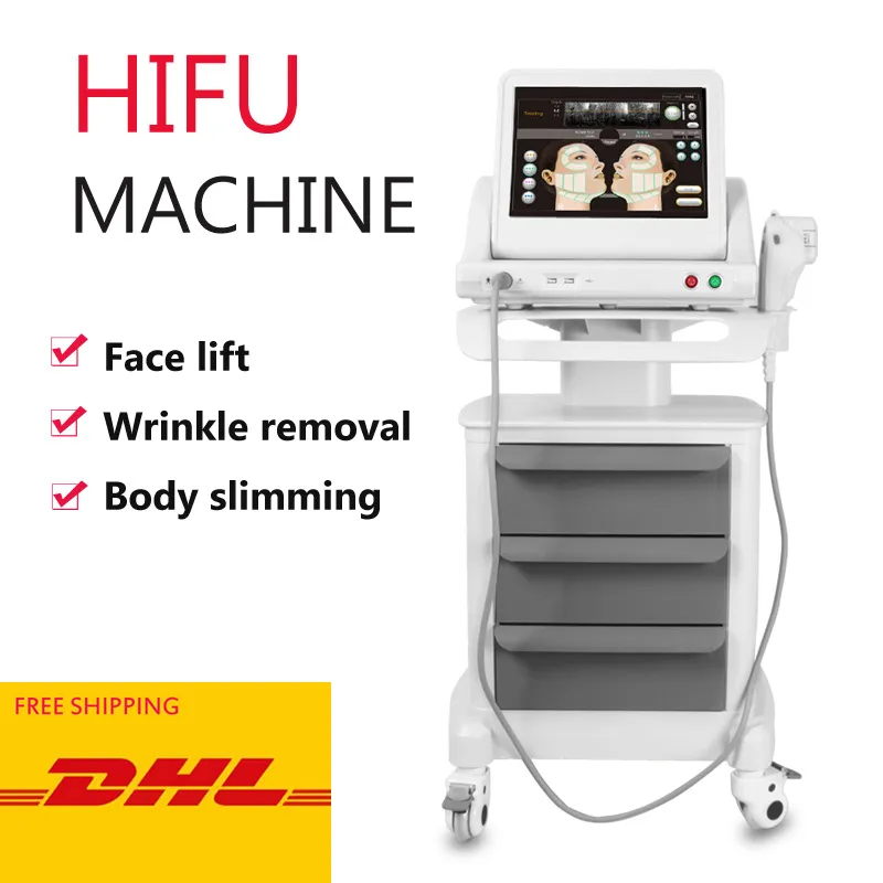 Bärbar HIFU Face Lift Body Slimming Andra skönhetsutrustning Högt intensitet Fokuserad ultraljudshud åtdragningsmaskin 5 Huvuden Två års garanti
