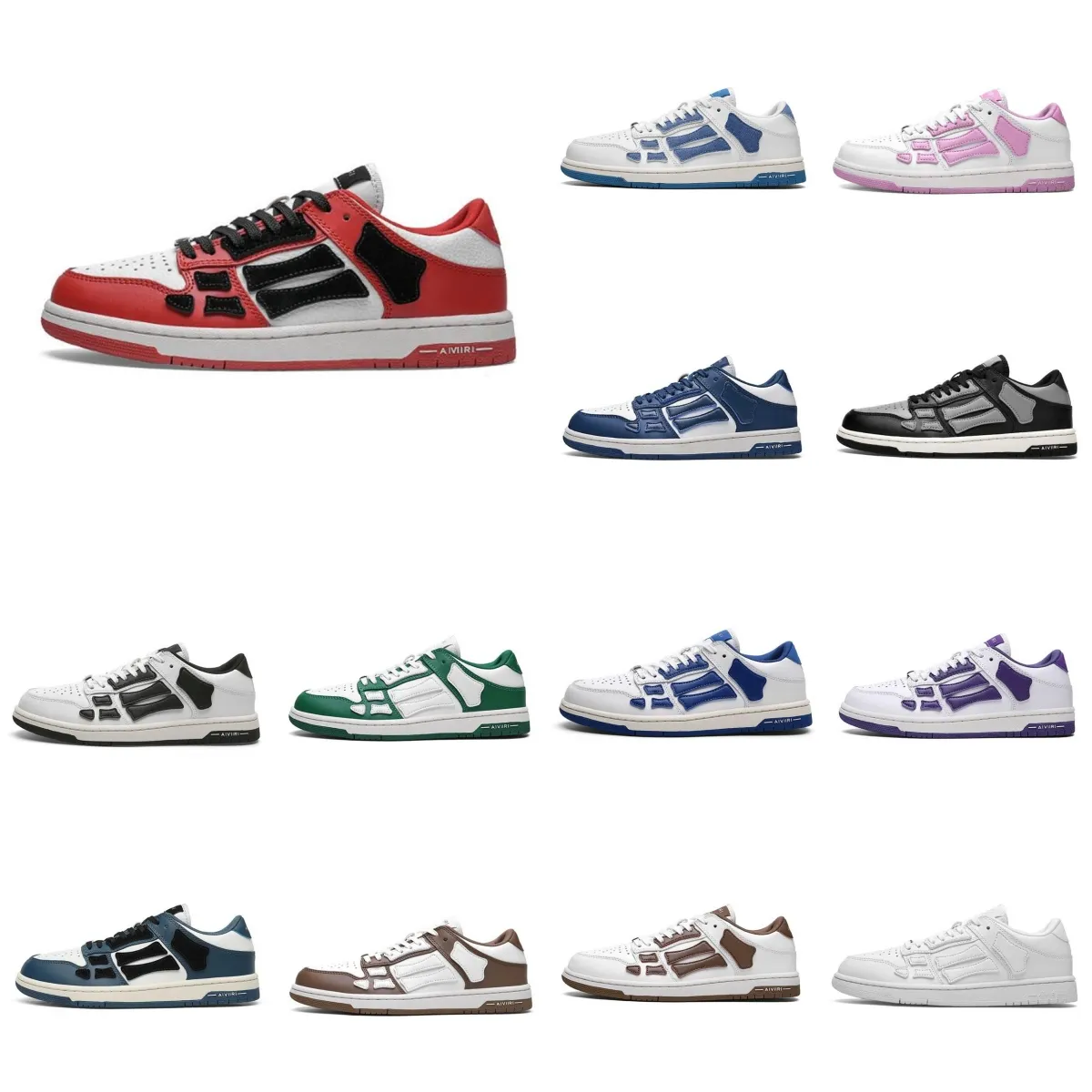 Designer hommes chaussures de sport Skelet Bones Runner femmes hommes chaussures rétro baskets Skel haut bas en cuir véritable à lacets formateur chaussures de basket-ball chaussures décontractées en cuir