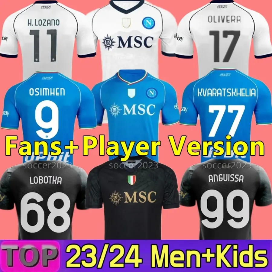 XXXL 4XL Napoli Futbol Formaları 23 24 Kvaratskhelia Cadılar Bayramı Özel Gömlek Minjae Maillot Napoli Kid Zielinski H.Lozano Osimhen Politano Futbol Gömlekleri