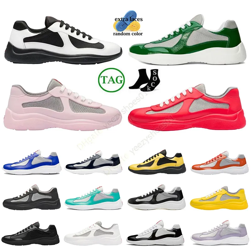 Projektant Americas Cup Sneakers platforma swobodne buty duży rozmiar 12 patent czarny biały zielony różowe mokwiny vintage top skórzane stroje Dhgates Sports
