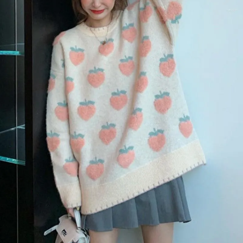 Women's Sweaters Sweet Embroidered Knitted Sweater For Women Autumn 2023 Loose Casual Mohair Pullovers Thick Fashion Vintage 28788