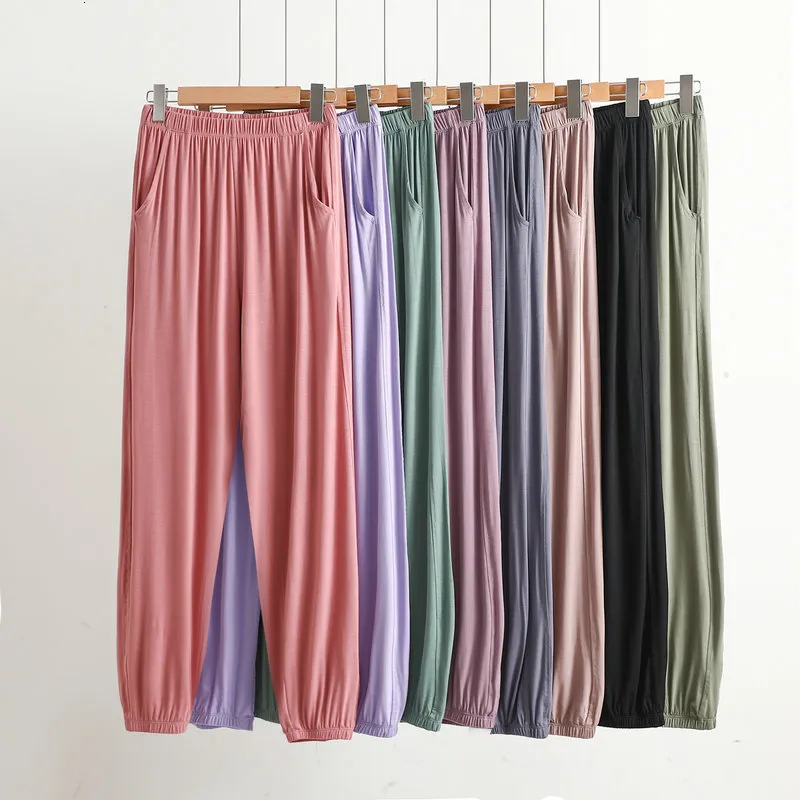 Pantalons pour femmes pyjama modal ample pour l'été vêtements de chambre décontracté couleur unie maison mince anti-moustique climatisé 230914