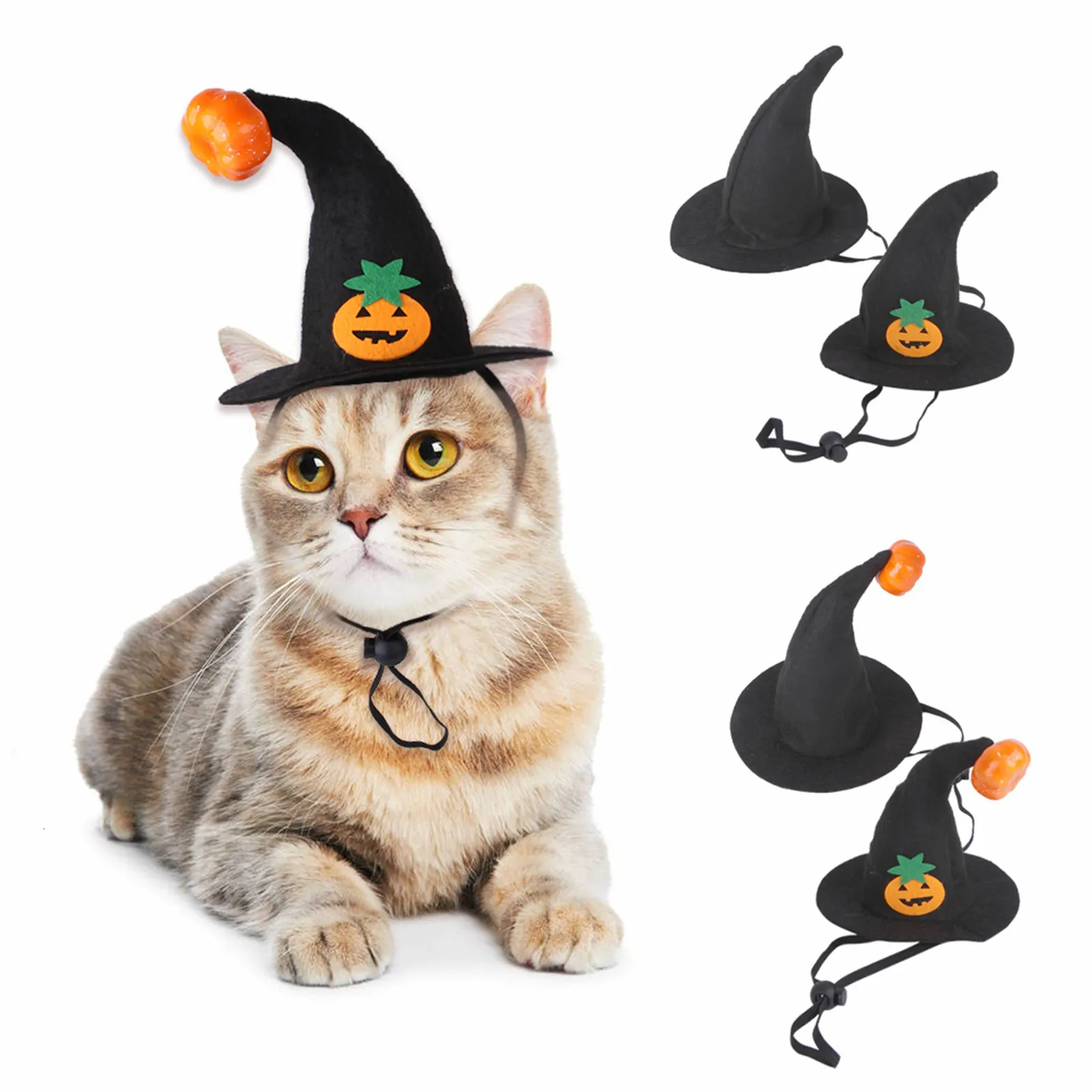 Dog Apparel Pet Halloween Spider Web Witch Hat Elastic Hair Band Supplies Cat Pumpkin Bat 230914