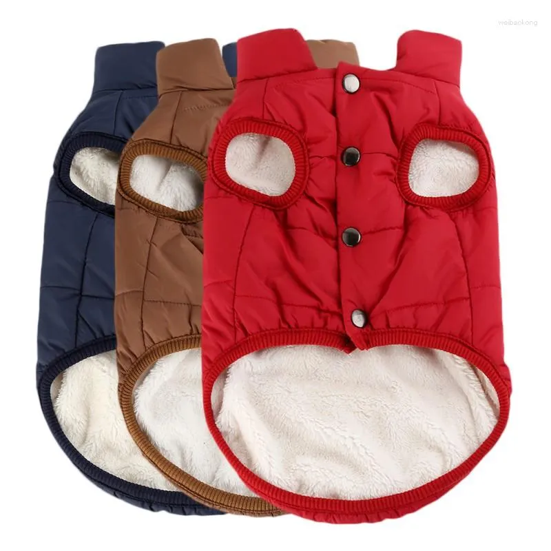 Dog Apparel Pet Clothes Button Warm Cotton-Padded Coat Jacket Vest Cat Outdoor Cold Plush Comfortable Down