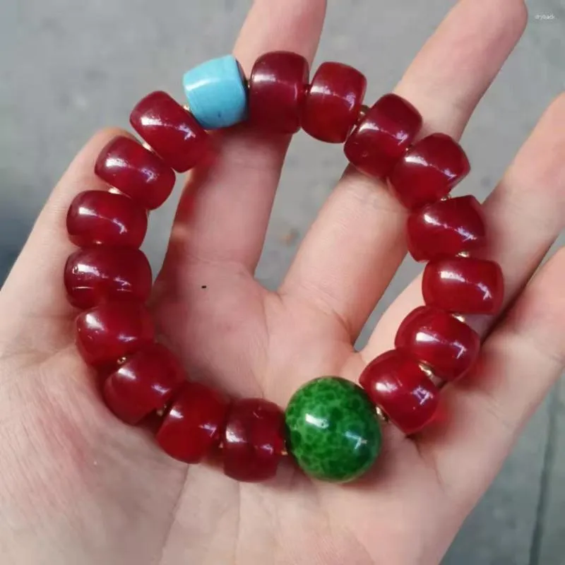 Bracelets à maillons 1 pièce/lot, objet ancien émaillé vert rouge Turquoise saphir Turbo, bijoux pour hommes et femmes, brassard