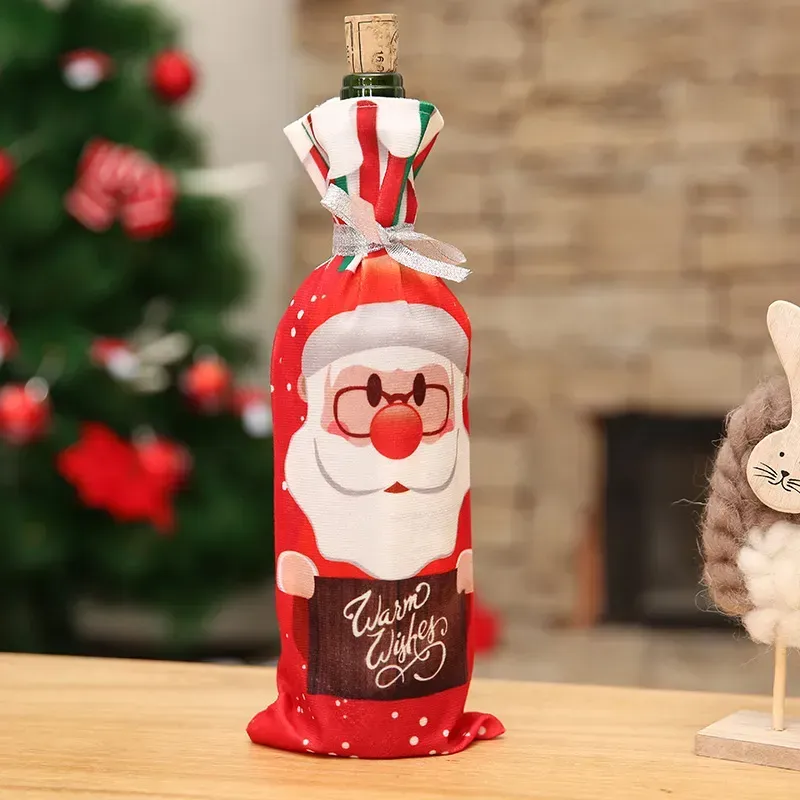 Christmas Red Wine Bottle Cover Bag Snowman Santa Claus Holiday Champagne Bottles Bags Xmas Home Decorations wzg TL1097