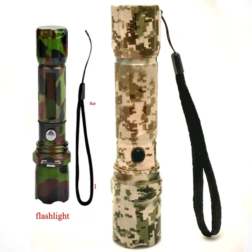 Lampe de poche à lumière forte, rechargeable, LED, longue portée, King, mini camouflage, projecteur super lumineux, militaire, étanche, pour l'extérieur