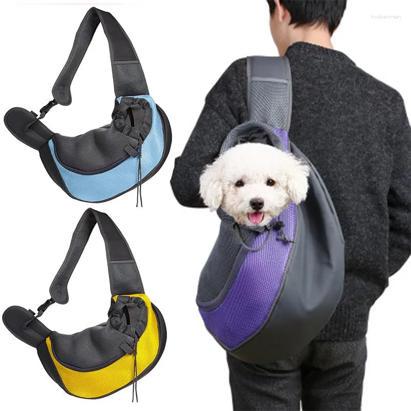 Trasportino per cani Cucciolo di animale domestico Borsa a tracolla portatile da viaggio all'aperto Borsa a tracolla sul petto in rete traspirante Forniture per gatti