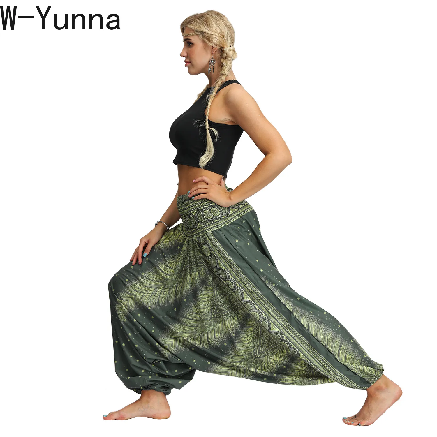 سروال نسائي Wyunna Ladies Beach Beachers Boho Gyippie Women Wide Leg Harem Fitness Factess Weist Core De Mujer 230914