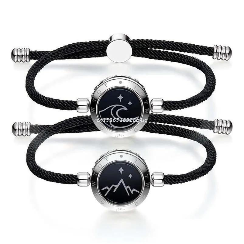 Orecchini Collana Dropship Coppia a lunga distanza Bracciale intelligente Connessione compatibile Bluetoothorecchini Set di gioielli con consegna a goccia Dhus8