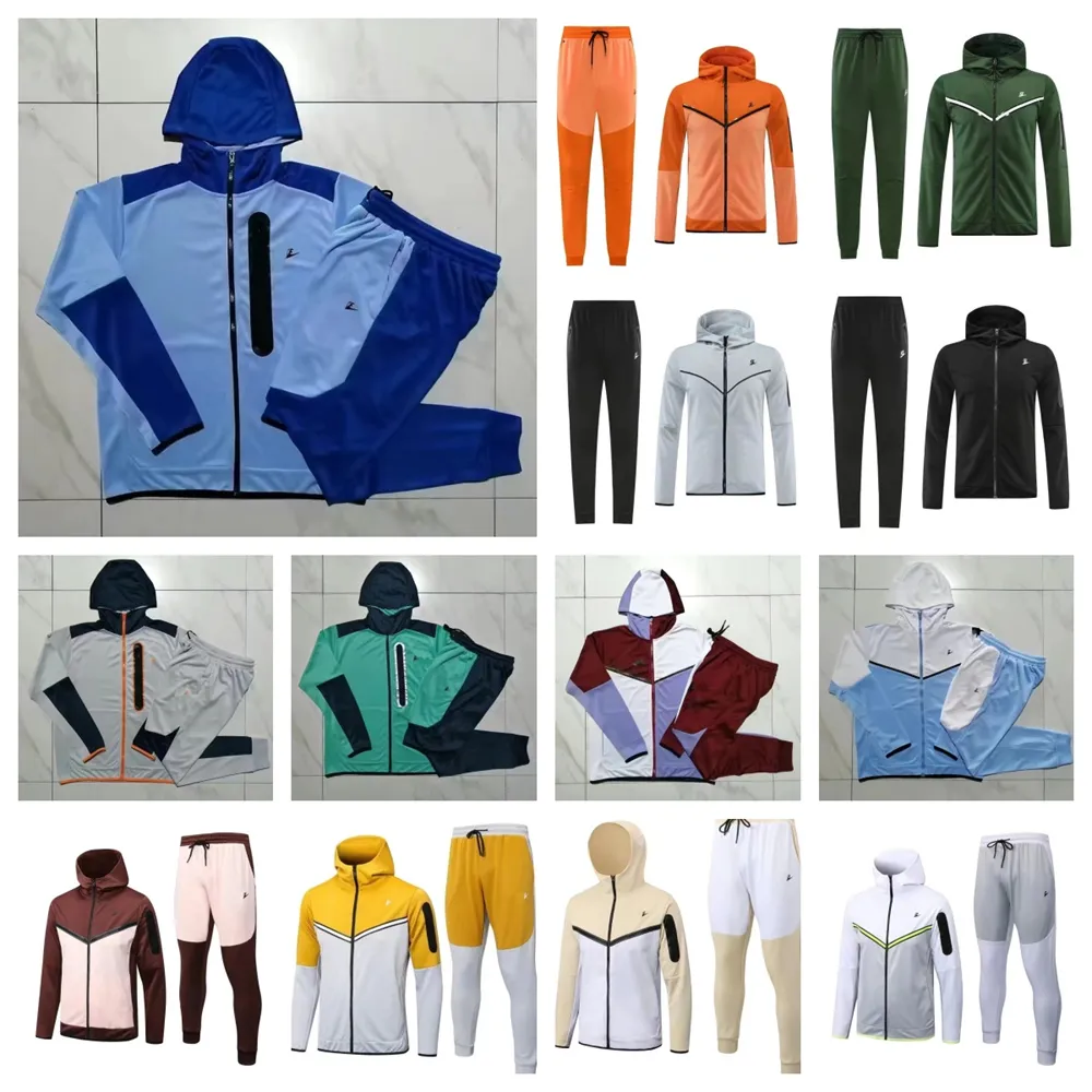 Ny stil teknisk fleece hoodie mens sportkläder träning kläder full zip tracksuit set techfleeces byxor designer jackets rymd bomullsjoggare tröjor