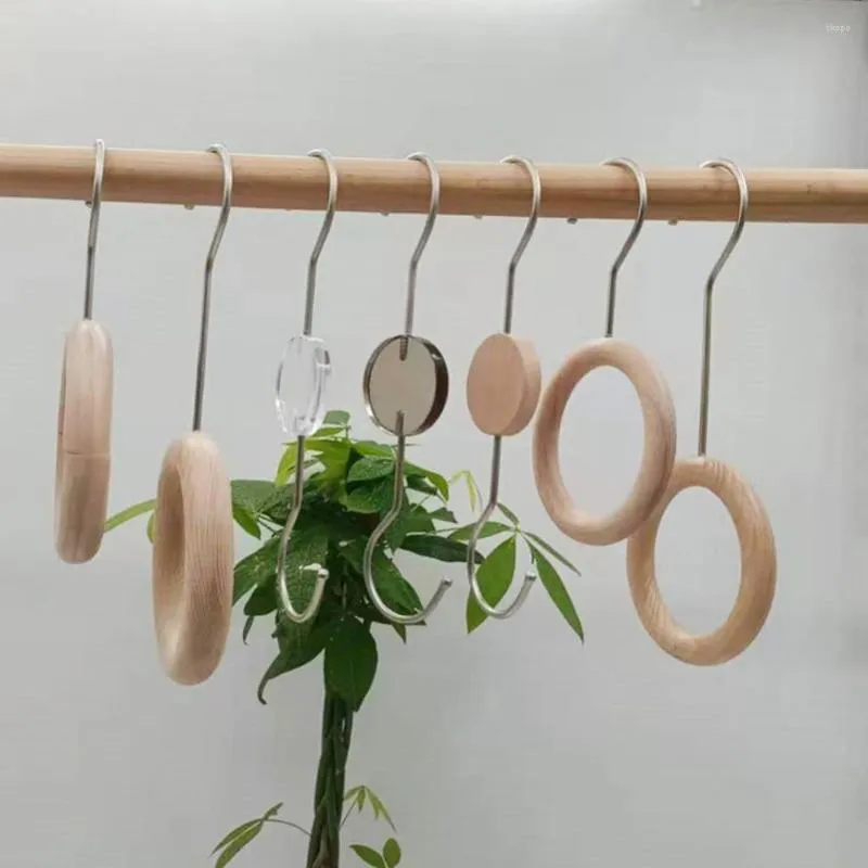 Cintres porte-écharpe en bois robuste et Durable en forme de S crochet de suspension en gros support de rangement à domicile magasin de vêtements en bois cercle incassable