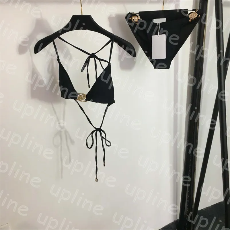 Sexig Bra bikini Set Metal Letter Simning Badkläder Summer semester Kvinnor Baddräkt Tvådel Biquini Set