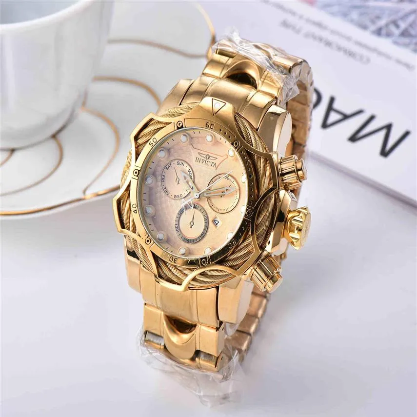 2020年の販売Invicbes Watches Mens Watch Classic Style Large Dial Auto Date Fashion Rose Gold Watch Relojes de Marca339f