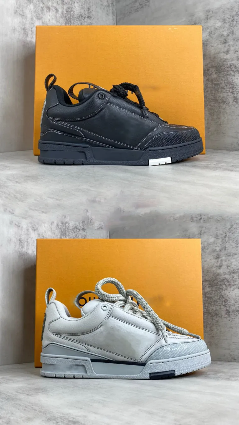 Luxus Trainer 23SS Designer Mode Skate Schuhe Top Wash Weiß Grün Denim Blau Rosa Männer Frauen Sport Sneakers Echtes Leder mit Box
