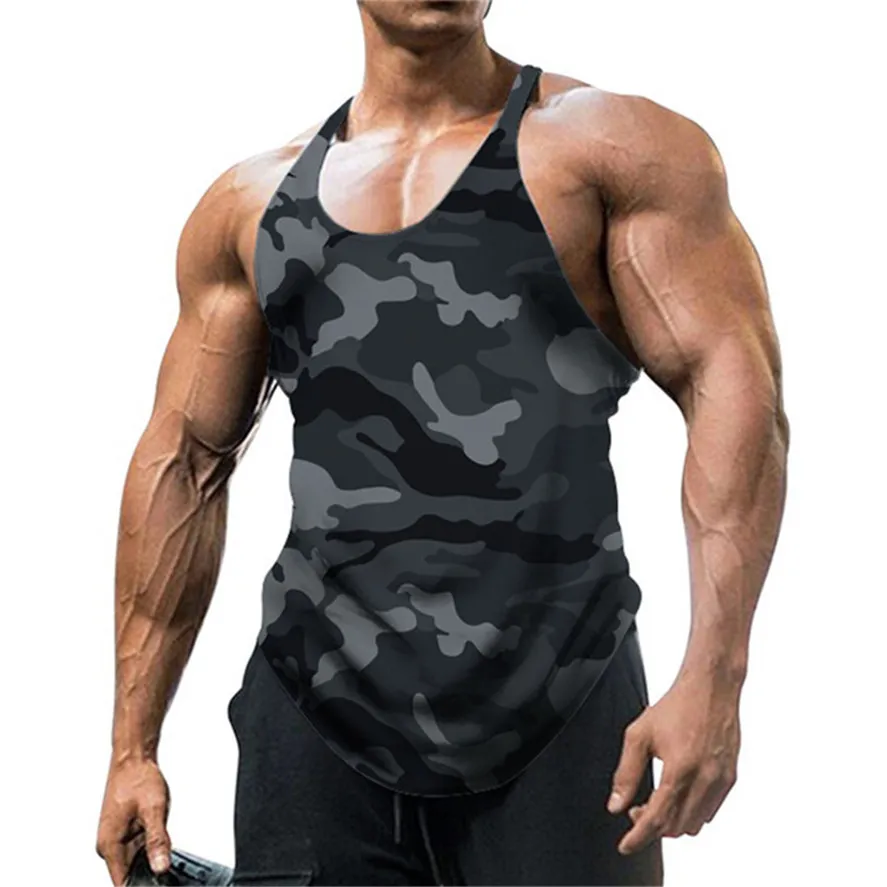 DIY T-Shirt 842 Europese en Amerikaanse heren U-hals mouwloos camouflage vest fitness outdoor sportkleding basketbal bovenkleding