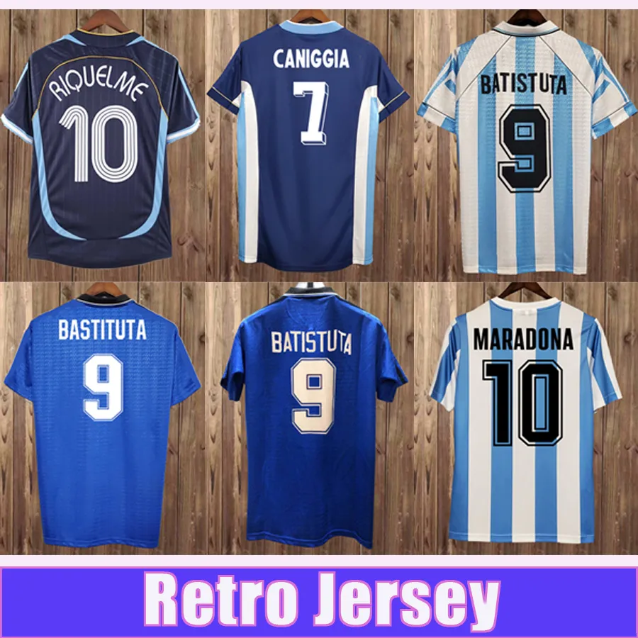 1978 Batistuta Retro Mens Soccer Jerseys 1986 National Implease Kempes 1998 Zanetti Riquelme Long Sleeves Home Away Football Dorts