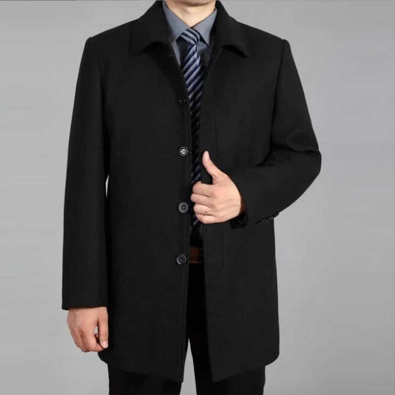 Manteau en laine pour homme, mi-long, épais, grand vêtement d'extérieur, trench chaud, grande taille, nouvelle collection automne S-4XL