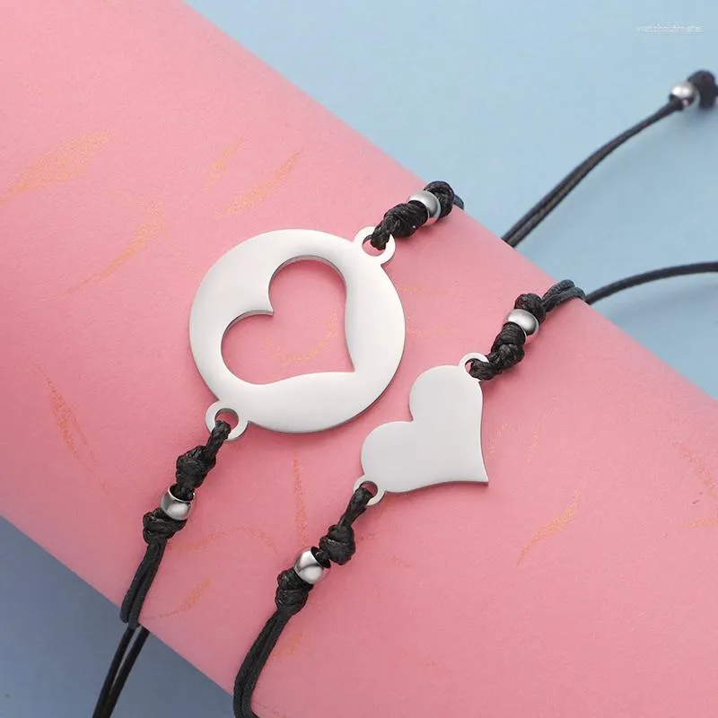 Bracciali a maglie Sconto del 30% Set di braccialetti a forma di cuore con ciondoli in corda regolabile da 10 paia Donna Uomo Ama le coppie con ciondoli in acciaio inossidabile