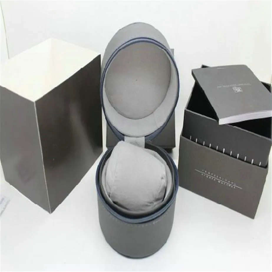 sell Top quality New Luxury round leather Boxes Tag he-uer gray Gift Box Men's Watch Boxes284J