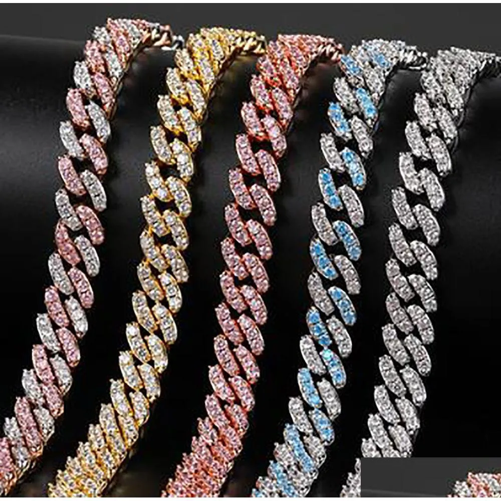 9Mm Mini Cuban Baby Link Chain Gold Sier Pink Choker Cz Punk Miami Bling Hip Hop Jewelry For Men Women 14-24Inch Drop Delivery