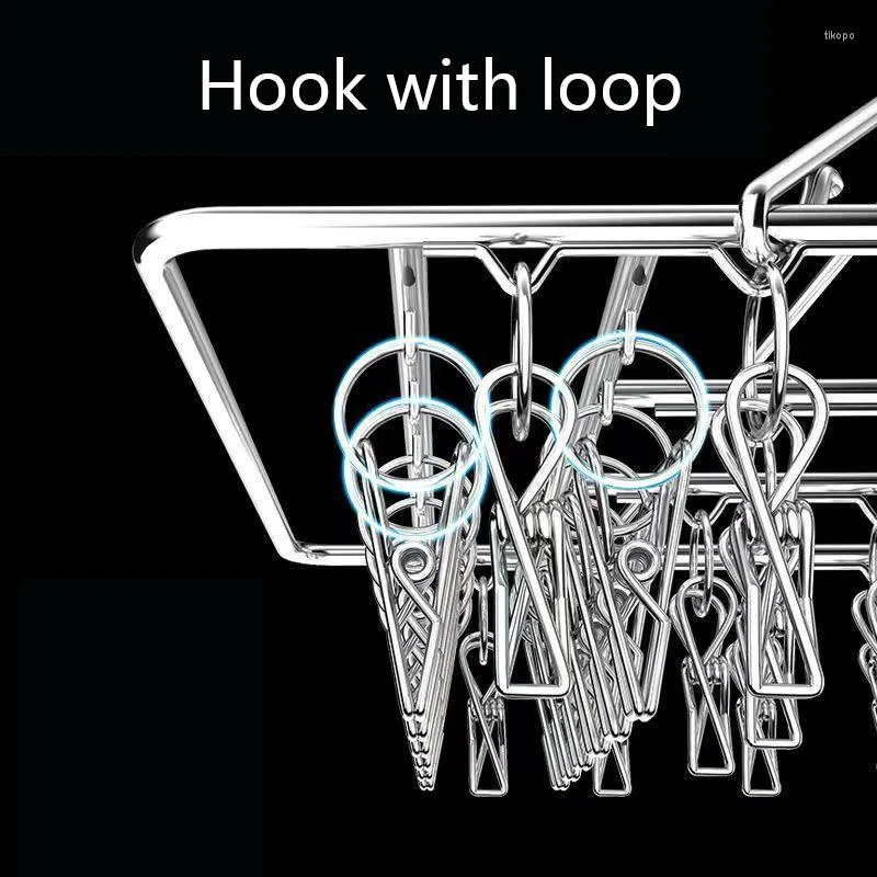 Stainless Steel Windproof Clothespin With 40 Clips For Laundry