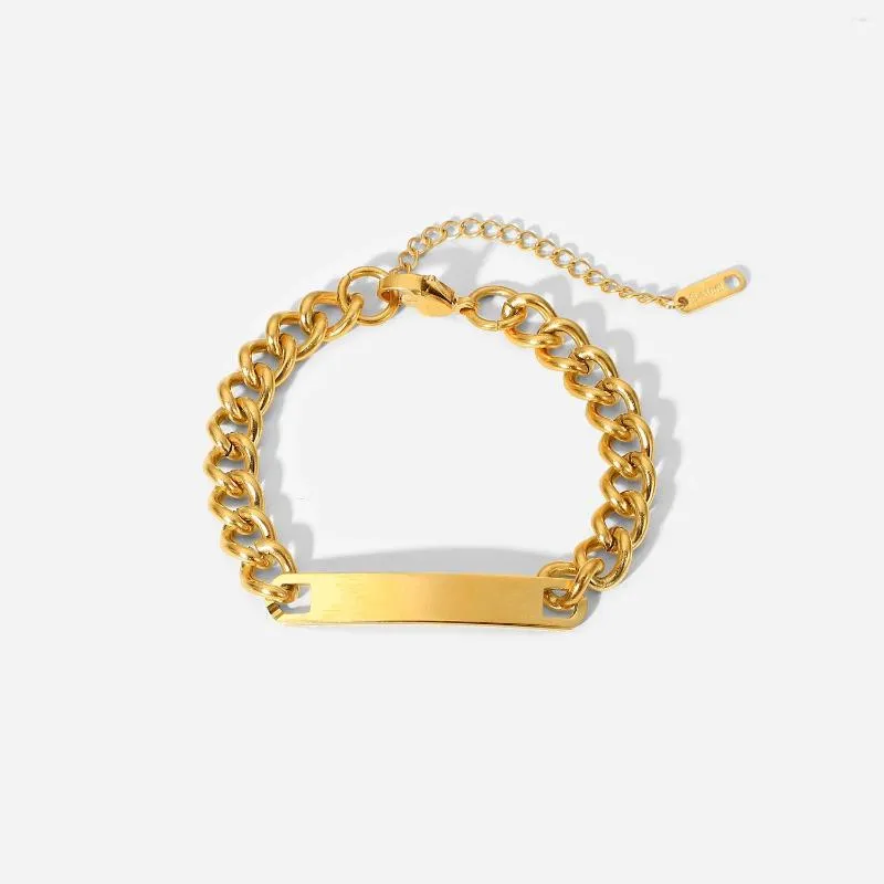 Strand aço inoxidável pvd 18k banhado a ouro mancha id charme pulseira para mulher jóias atacado 2023 na moda