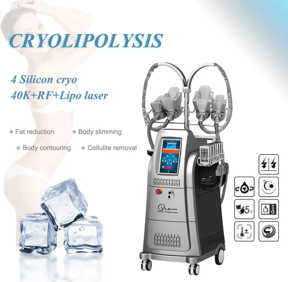 Nieuwste 360 Cryo vetbevriezingsmachine Lichaamsbeeldhouwapparaat Cryotherapie Gewichtsverliesmachine 4 Silicon Cryo-handgrepen 40k Cavitatie-afslankmachine