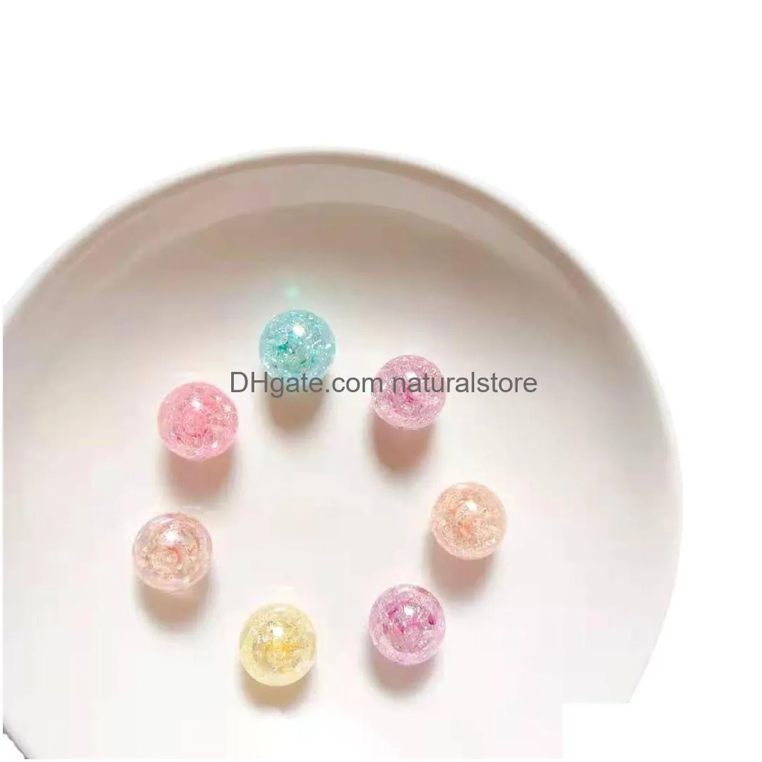 Perles d'espacement rondes en plastique acrylique Lucite, en résine, amples, adaptées au bracelet à breloques pour collier de bijoux à faire soi-même, 10 pièces/lot, livraison directe Dh4Hg