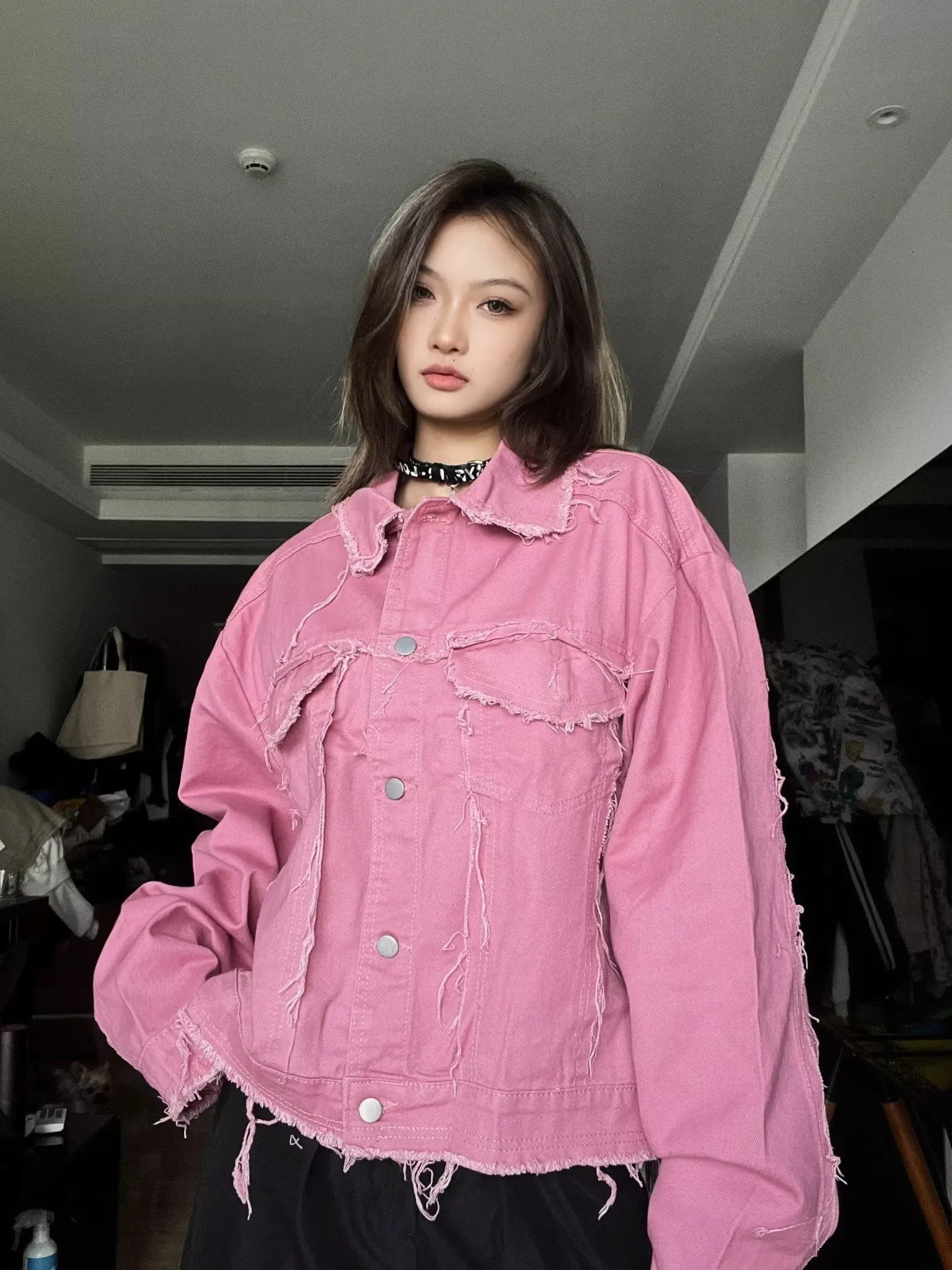 Pink Denim Jacket Women, Cropped Harajuku Style | DHgate