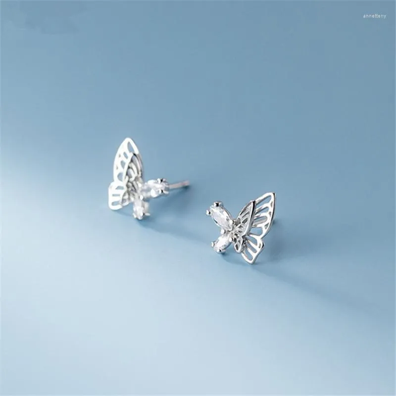 Pendientes de mariposa de plata de ley 925 con circonita cúbica blanca de  plata de ley 925 para mujer, colgantes, pendientes de mariposa, pendientes