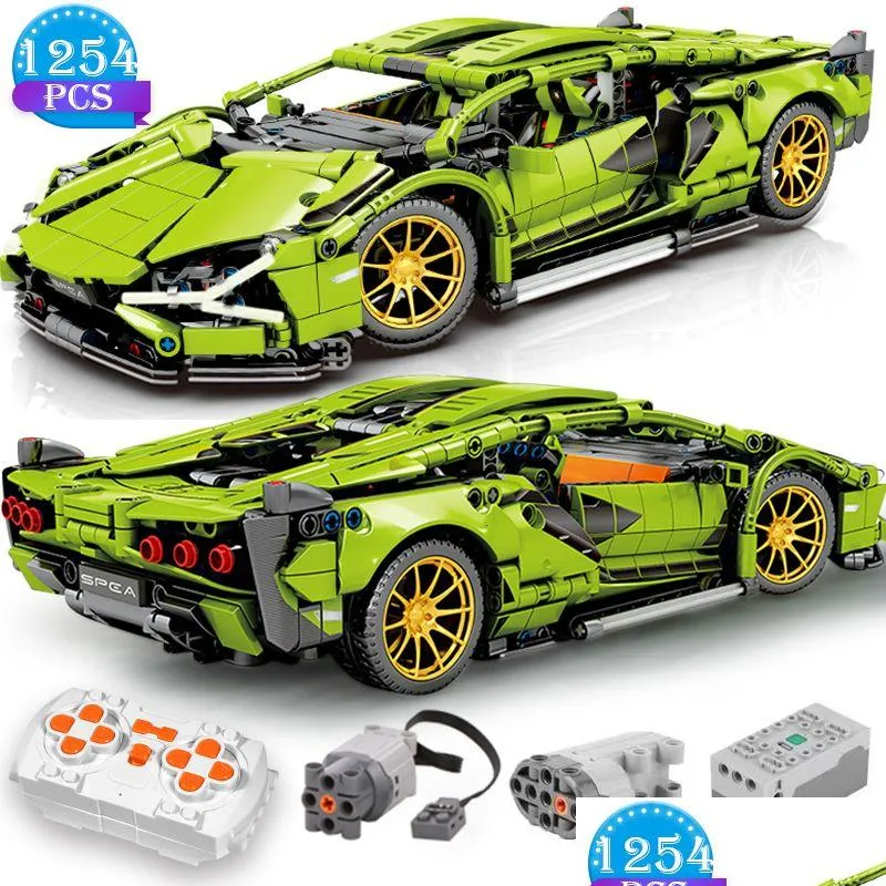 Blocks Technical Building Racing Car Static Model Or Remote Control Electric Rc Version Optional Construction Toys For Boys 230629 Dro Dhwmp