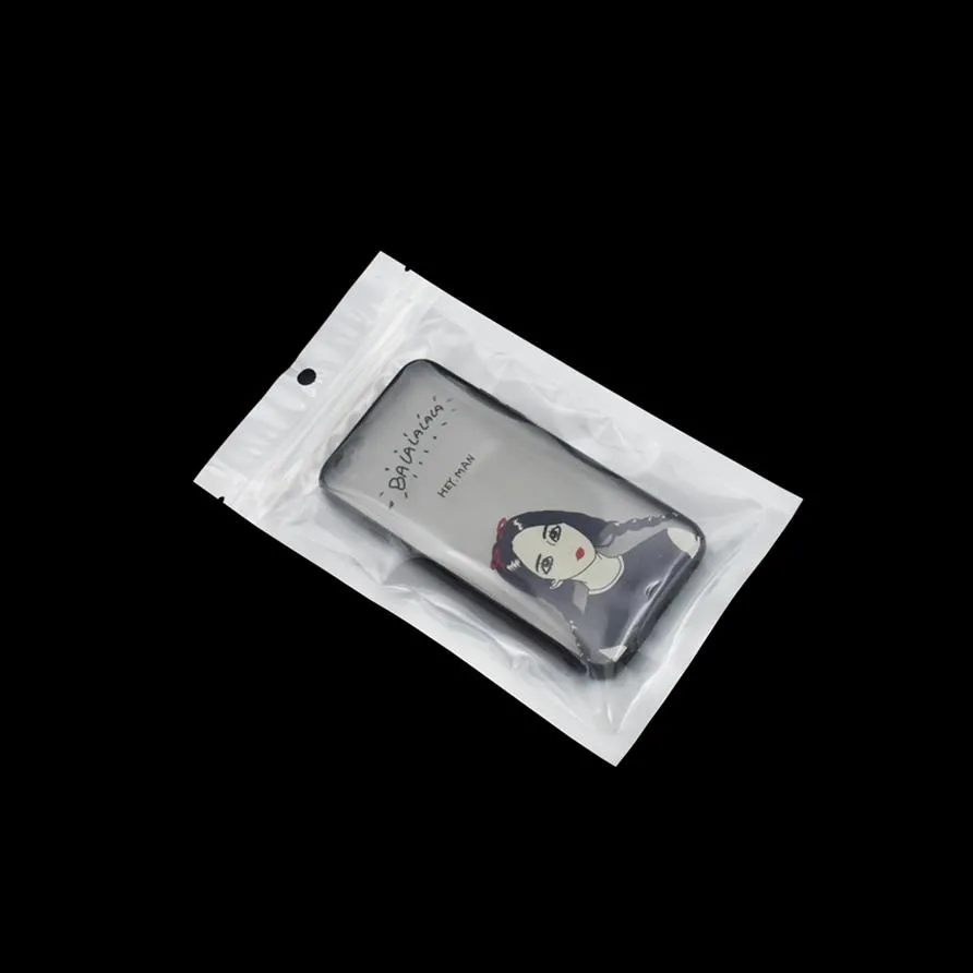12 20cm4 7''x7 8'' Branco Transparente Frente Resealable Zip Lock Saco de Embalagem de Plástico 100 pçs / lote Calor Selável Grocer258d